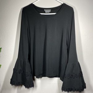 Anthropologie Bell Sleeve Floral Crochet Top